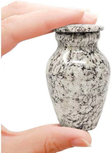 Miniatura 4 de Urna pequeña de recuerdo para cenizas humanas de 3 pulgadas, elegante acabado de mármol, mini urna de cremación para compartir, conmemorativa