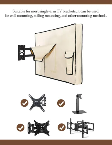 Miniatura 3 de iBirdie Funda de TV impermeable y resistente a la intemperie con cremallera para TV de pantalla plana exterior de 28 a 32 pulgadas, tela gruesa 600D