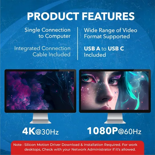 Miniatura 12 de OREI SplitExtend - Divisor HDMI extendido para monitor doble, pantalla de varios monitores, 3 pantallas separadas, adaptador USB A y USB-C a HDMI