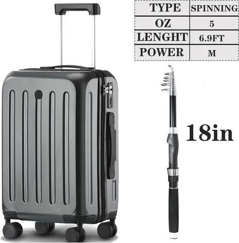 Miniatura 2 de Paquete de 2 cañas de pescar combinadas, carretes giratorios de fibra de carbono, bolsa transportadora de pesca para viajes, agua salada y agua dulce