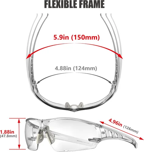 Miniatura 5 de HTS HUNTERSKY Anteojos de seguridad antivaho ANSI Z87.1, tamaño pequeño, protección para laboratorio de ciclismo de pickleball S241 antivaho