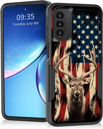 Miniatura 13 de Para Moto G Power 2022 – Funda protectora resistente de doble capa de policarbonato duro híbrido de goma suave a prueba de golpes – Ciervo