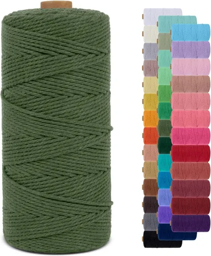 Miniatura 85 de Cuerda de macramé de 0.079 in para 219 yardas, cuerda de algodón natural para manualidades, hilo de cuerda de macramé de colores para colgar