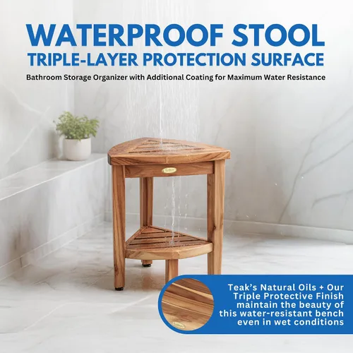 Miniatura 5 de EcoDecors Snazzy Corner Banco Taburete Asiento Silla de Ducha Impermeable de Madera de Teca Para Ducha Interior Proporciona Seguridad