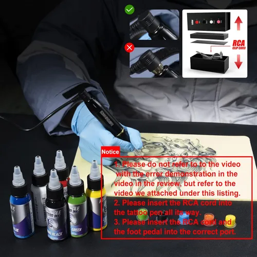 Miniatura 7 de Kit de Pistola de Tatuaje Cartucho Kit de Máquina de Tatuaje Kit de Tatuaje Kit de Pluma de Tatuaje para Principiantes Pluma de Tatuaje Rotativa