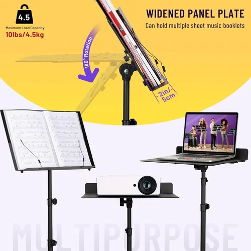 Miniatura 5 de CAHAYA Soporte de partituras plegable con panel triple Soporte de música portátil con bolsa de transporte Material de metal esmerilado mate Altura