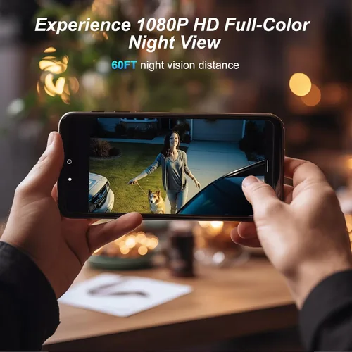 Miniatura 6 de deerdance Cámara inteligente con cable para exteriores, luz de inundación con sensor de movimiento, 2200 lúmenes, LED 1080P HD, video en vivo