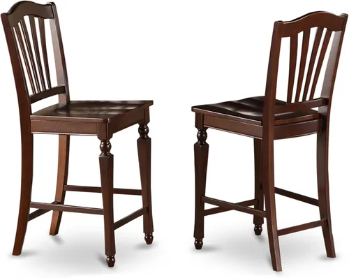 Miniatura 5 de East West Furniture CHS-BLK-LC Chelsea - Juego de 2 sillas de comedor tapizadas de piel sintética de madera maciza, color negro