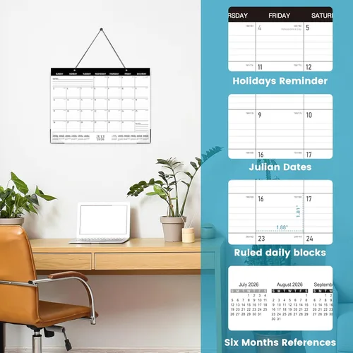 Miniatura 3 de Calendario de escritorio 2026, enero de 2026, diciembre de 2026, calendario de escritorio/pared de 12 meses, 15 x 12 pulgadas, papel grueso