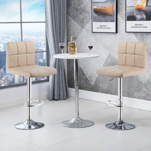 Miniatura 2 de DUHOME Taburete de bar WY-451 giratorio ajustable con respaldo juego de 2 taburetes de bar (capuchino)