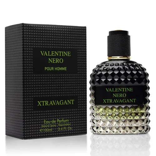 Valentine Nero Xtravagant para Hombre - Fragancia Oriental Fougere - Notas Superiores de Bergamota Calabresa y Acorde de Café Espresso - Fragancias