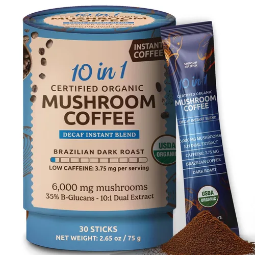 Miniatura 10 de ShroomDNA - Café orgánico de hongos con melena de león y hongos chaga, café instantáneo orgánico. Enfoque instantáneo + claridad todo el día.