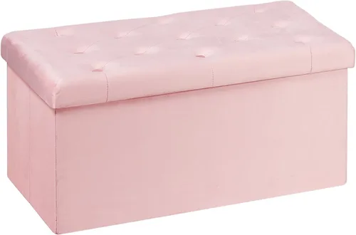 Miniatura 13 de B FSOBEIIALEO Otomana de Almacenamiento Plegable, Banco Largo de Zapatos Otomanas, Asiento Reposapiés de Cofre de Almacenamiento de Terciopelo Gris