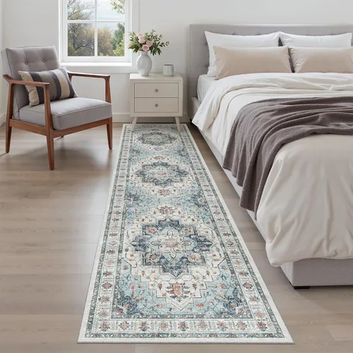 Miniatura 985 de Madane Tapete lavable de 2 x 10 pies para pasillo, cocina, recibidor, clásico, suave, antideslizante para interiores, casa de campo, baño, sala