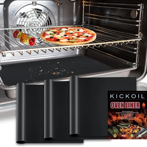 Revestimientos de horno para la parte inferior del horno/horno eléctrico/horno de gas/horno tostador, alfombrilla antiadherente para la parte Negro