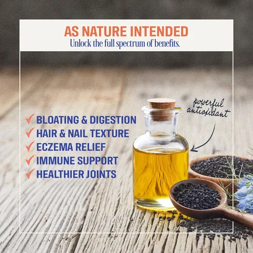 Miniatura 3 de Paquete de 2 cápsulas de aceite de semilla negra, 500 mg, ayuda digestiva de alta potencia prensada en frío, 90 cápsulas de aceite de semilla