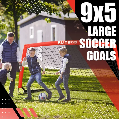 Miniatura 6 de Portería de fútbol infantil de 9 x 5 pies con bolsa de transporte, red de fútbol plegable portátil para entrenamiento en el patio trasero, uso