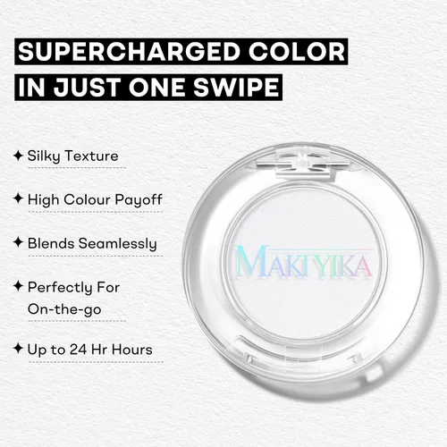 Miniatura 4 de MAKI YIKA Paleta de sombra de ojos blanca mate para mujer, sombra de ojos en polvo blanco pigmentado para ojos marrones, paleta de maquillaje