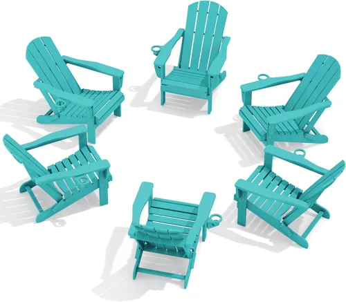 Miniatura 14 de SERWALL Silla Adirondack plegable ajustable, silla Adirondack reclinable con portavasos, Aruba