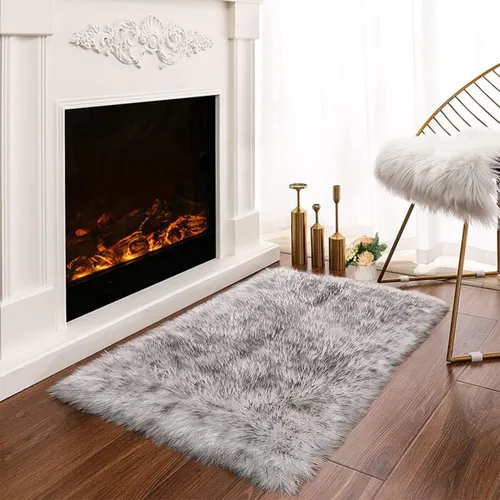 Miniatura 113 de Latepis - Tapete rectangular de piel sintética tipo lana de oveja suave, esponjosa y lavable para sala de estar, dormitorio, sala de juegos o Blanco