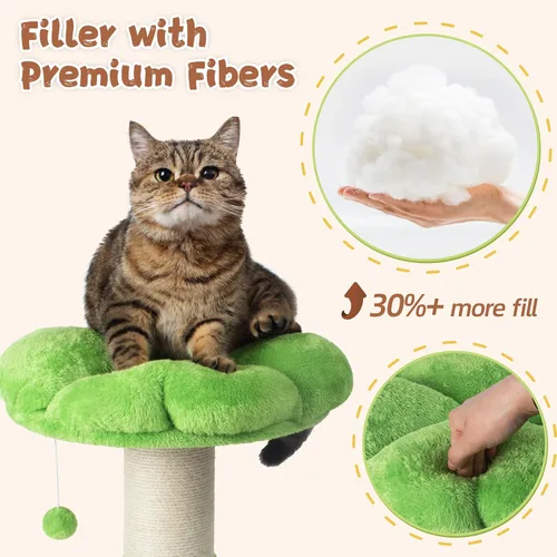 Miniatura 3 de Rascador para gatos Fantasreen de 63.5 cm de altura, rascador para gatos de interior, árbol pequeño para gatos con cama y pelota interactiva