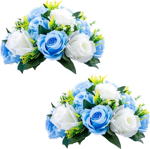 Miniatura 75 de NUPTIO Centros de mesa de flores blancas para mesas: 6 piezas de arreglo de bolas de flores artificiales para fiesta de boda, rosa floral falsa