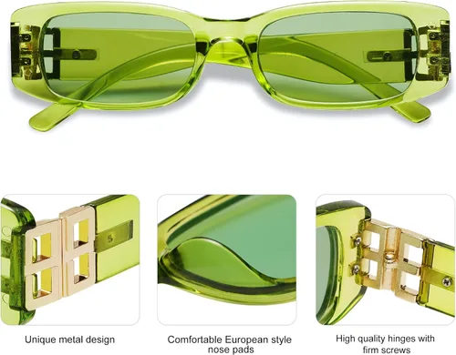 Miniatura 23 de Allarallvr Lentes de sol rectangulares para mujer, estilo retro de los años 90, Y2K, clásicos, vintage, cuadrados, AR82037