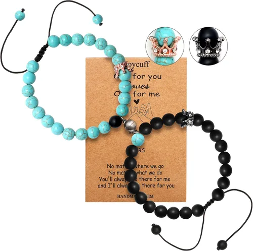Pulseras magnéticas a juego con tu novio y novia con cuentas para mujeres, hombres, amantes de los mejores amigos, pulseras de conexión para regalo
