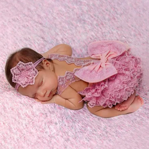 Ylsteed Trajes de Fotografía para Recién Nacidos - Accesorios para Niñas Mameluco de Encaje Trajes para Sesión de Fotos de Bebé Accesorios para