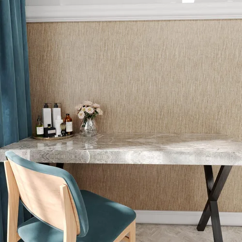 Miniatura 4 de Decotalk Papel tapiz de tela para despegar y pegar, papel tapiz de tela marrón para armarios, papel de contacto de tela marrón para gabinetes, papel