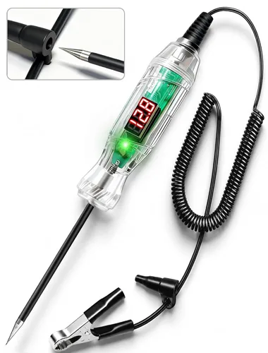 Luz de prueba automotriz, probador de fusibles de automóvil, probador de voltaje digital LED de 3-70 V con voltímetro, indicador de polaridad de
