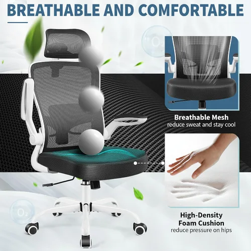 Miniatura 8 de FelixKing Silla de oficina, Silla de escritorio con soporte lumbar ajustable, Silla de computadora ergonómica con respaldo alto y apoyabrazos, Silla