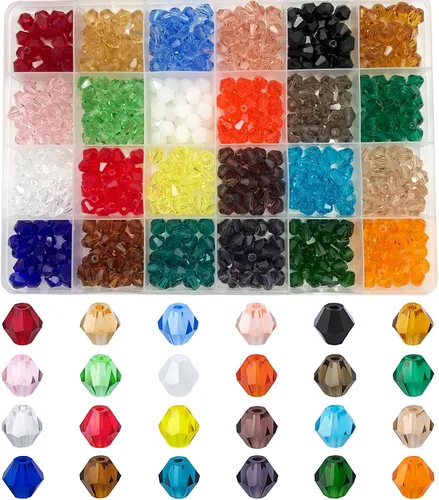 Miniatura 11 de 4800 cuentas de cristal de bicono de 0.118 pulgadas (0.118 in), pequeñas cuentas de vidrio facetadas a granel para hacer joyas, manualidades
