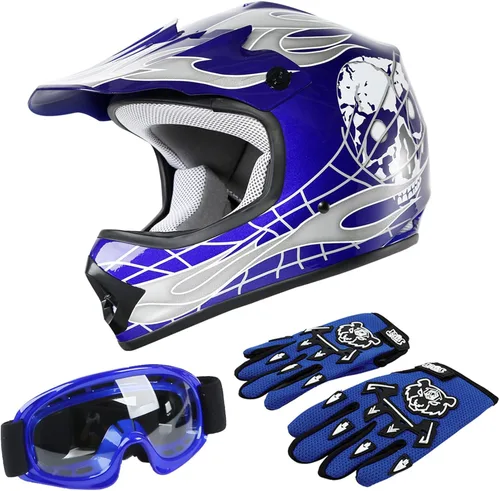 Miniatura 18 de TCT-MOTORPARTS DOT - Casco de motocross para niños y jóvenes, casco de cara completa para motocross, ATV, todoterreno, casco de cuatro ruedas, araña