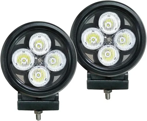 Lightronic Luces de trabajo LED redondas todoterreno de 4 pulgadas, haz de inundación blanco frío de 6000 K, carcasa de aluminio resistente de