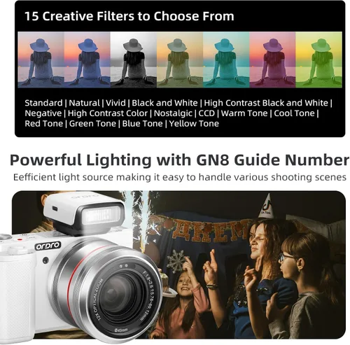 Miniatura 4 de ORDRO Cámaras digitales G730 5K para fotografía – Cámara creadora de contenido de viaje con zoom óptico de 64MP 12X y cámara de vlogging de YouTube
