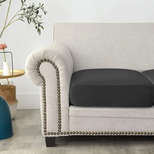 Miniatura 6 de Fundas de cojín de terciopelo para sofá, funda elástica para cojín de sofá suave, protector de muebles extraíble y lavable para sala de estar, Negro