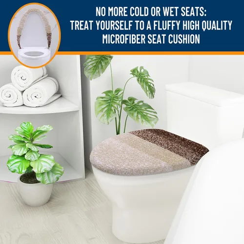 Miniatura 8 de OLANLY Funda de asiento de inodoro de microfibra suave para baño, cubiertas de asiento lavables a máquina, 17.5x15 pulgadas, con respaldo de goma