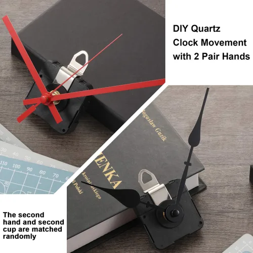 Miniatura 6 de Mecanismo de movimiento de reloj de eje largo de alto par para pared, kit de mecanismo de reloj de cuarzo con 2 pares diferentes de manecillas, kit