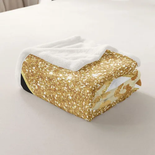 Miniatura 5 de Manfei Manta de mármol con purpurina dorada y estampado de leopardo para sofá, manta de cama de mármol blanco y negro para niños y niñas, manta