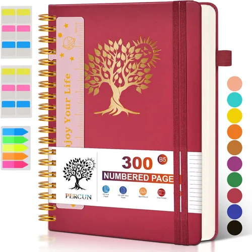 Miniatura 10 de Cuaderno grande en espiral para mujeres y hombres, 300 páginas rayadas numeradas, con rayas universitarias, cuaderno encuadernado en espiral de tapa