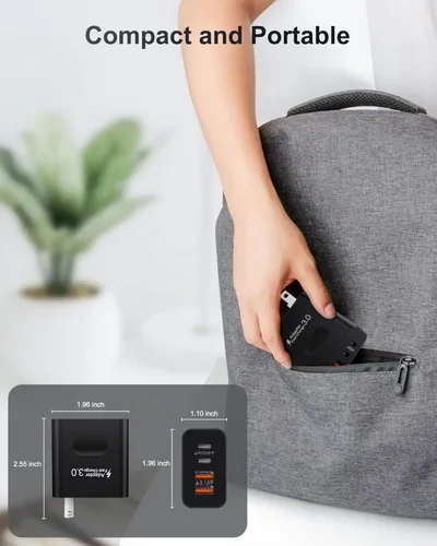 Miniatura 7 de [Paquete de 2] Bloque de cargador USB C, cargador de pared USBC de 40 W, 4 puertos, carga rápida, adaptador de corriente USB-C dual + enchufe
