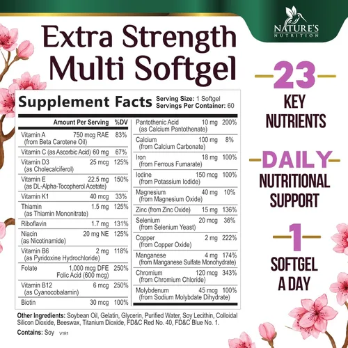 Miniatura 2 de Multivitamínico para mujer – Multivitaminas diarias completas para mujer con calcio, ácido fólico, vitamina A, C, D, E y vitaminas B, zinc y hierro