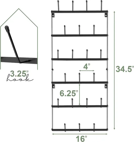 Miniatura 6 de Sorbus - Estante para Tazas para Pared - Pequeño Soporte Rústico para Tazas de Café con Montaje en Pared y 21 Ganchos, Estante de Exhibición