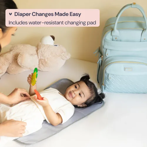 Miniatura 40 de BabbleRoo - Mochila para pañales - Bolso de viaje con artículos esenciales para bebés - Mochila multifunción resistente al agua, bolso de viaje