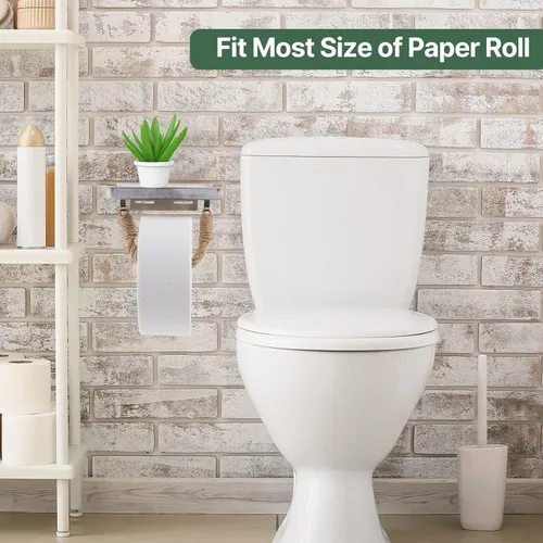 Miniatura 8 de Soporte de papel higiénico de granja, cuerda costera de playa, decoración de baño, toallero de madera rústica, soporte de pared, soporte de rollo
