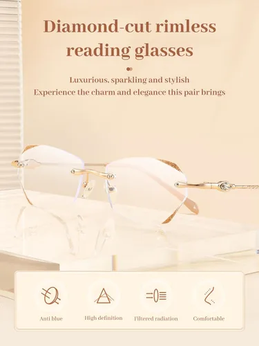 Miniatura 2 de LUFF Rimless Reading Glasses for Women – Ultra-Lightweight 0.6oz Titanium Frame, Blue Light Anti-Eyestrain Computer Readers