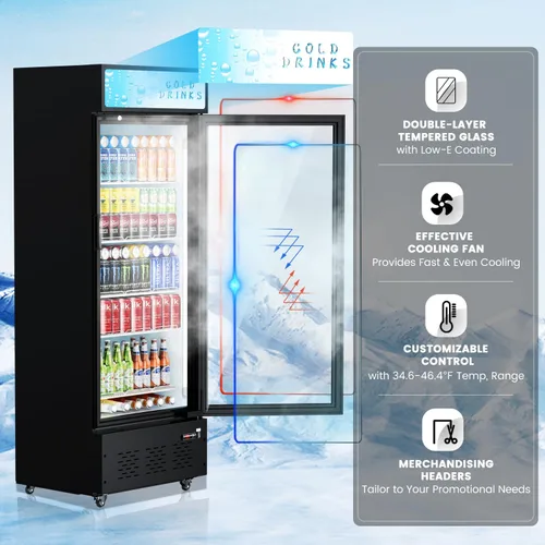 Miniatura 2 de Refrigeradores comerciales de bebidas Refrigerador de puerta de cristal Puerta de visualización vertical con estantes ajustables