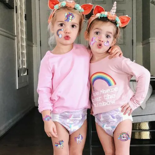 Miniatura 3 de CHARLENT Tatuajes con purpurina para niñas, 110 tatuajes temporales con purpurina para niñas, regalos de fiesta de cumpleaños, rellenos de bolsas