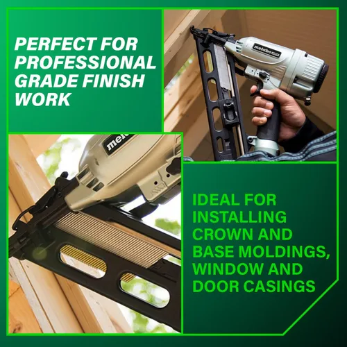 Miniatura 3 de Metabo HPT NT65MA4 - Pistola de clavos con soplador de aire, clavadora neumática preferida por profesionales para molduras de corona, molduras